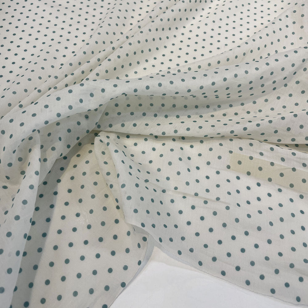 Tissu Voile, Coton et Soie - pois gris, Tivion