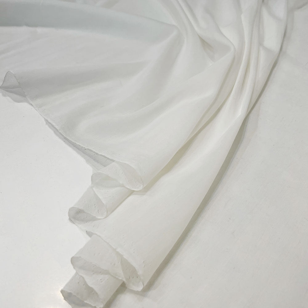 Tissu Voile, Coton et Soie - Blanc, Tivion