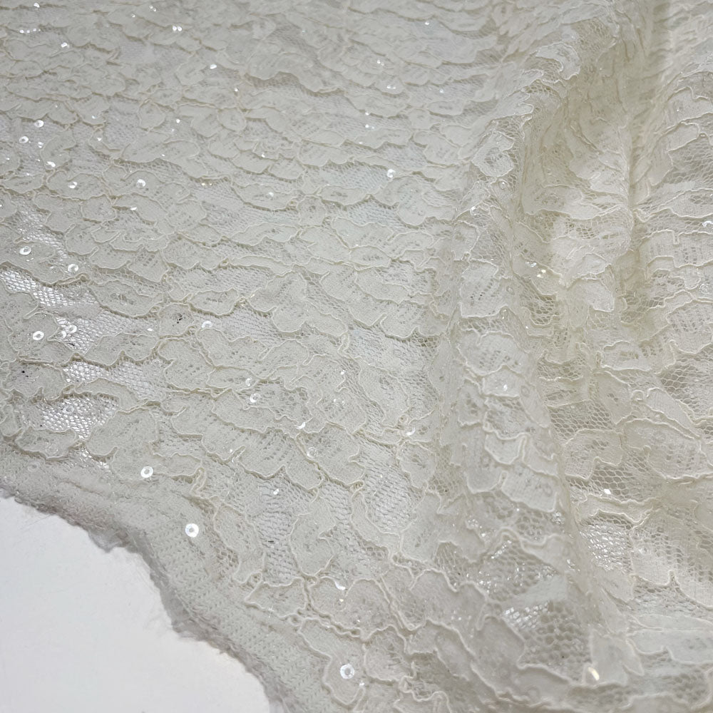 Tissu Dentelle Stretch, Paillettes - Floral , Lucendra