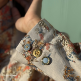 Tissu Brocart, Soie - Métallisé Abstrait Orange, Aquila