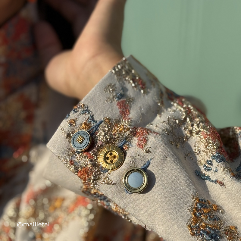 Tissu Brocart, Soie - Métallisé Abstrait Orange, Aquila