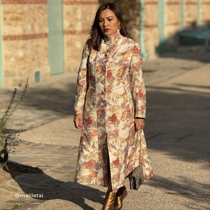 Tissu Brocart, Soie - Métallisé Abstrait Orange, Aquila