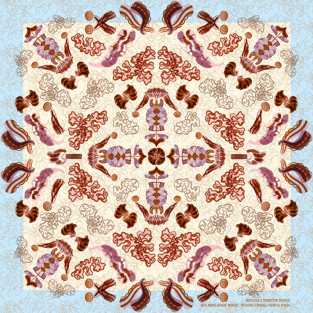 Carré Twill Exclusif, Soie - Abstrait, Camogli