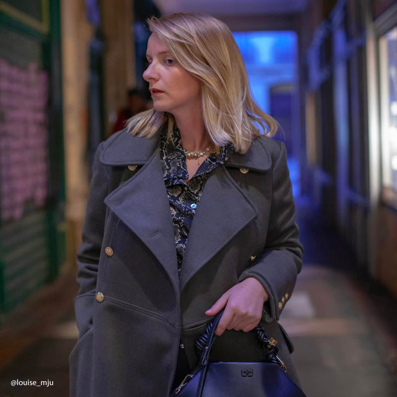 Tissu Manteau Lourd, Laine Feutré - Double face Gris vert, Ambello