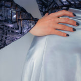 Tissu Simili Satin Cuir - Argent, Argento