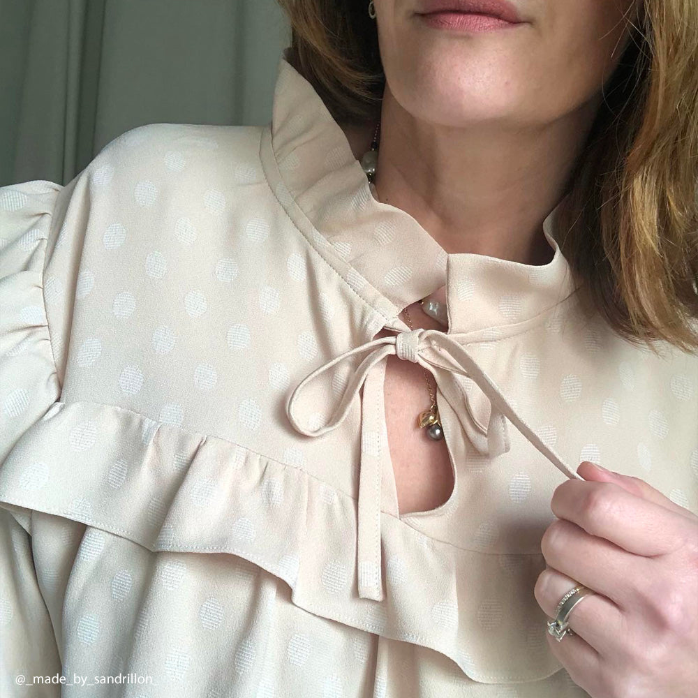 Tissu Crêpe, Viscose - Pois Nude, Orazio