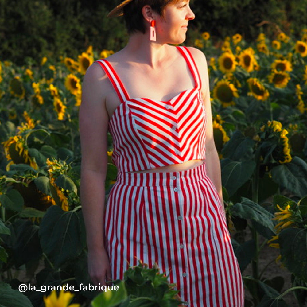 Tissu Canvas, Coton - Rayé, Rosabianca