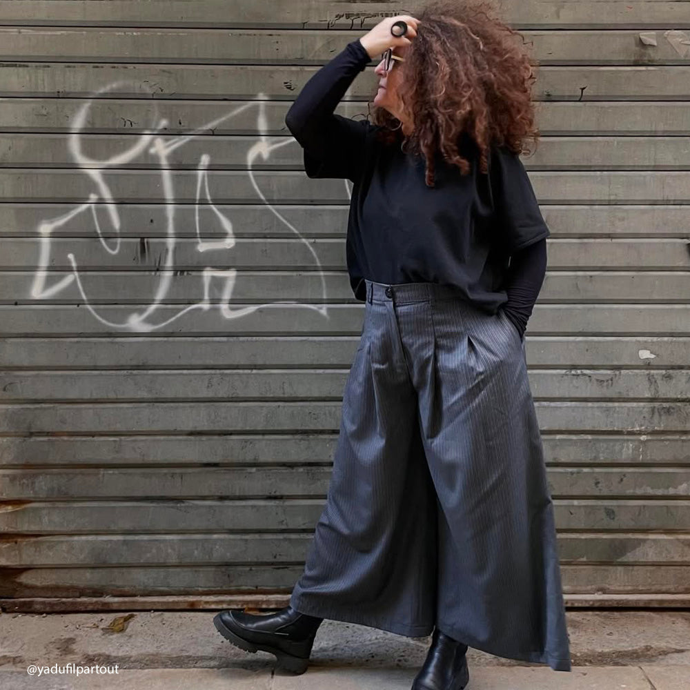 Tissu Tailleur, Laine Vierge - Rayé Gris, Raffa