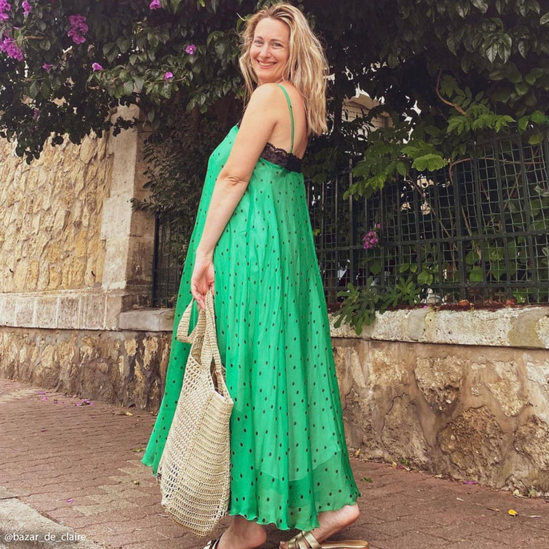 Tissu Mousseline, Soie Pois noir, Linosa – Torretto Tessuti