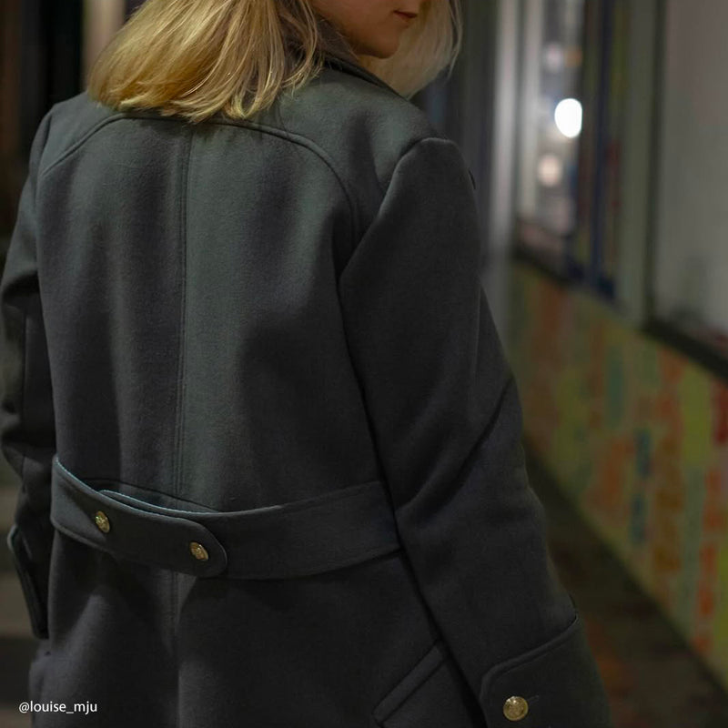 Tissu Manteau Lourd, Laine Feutré - Double face Gris vert, Ambello