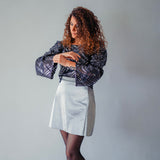 Tissu Simili Satin Cuir - Argent, Argento