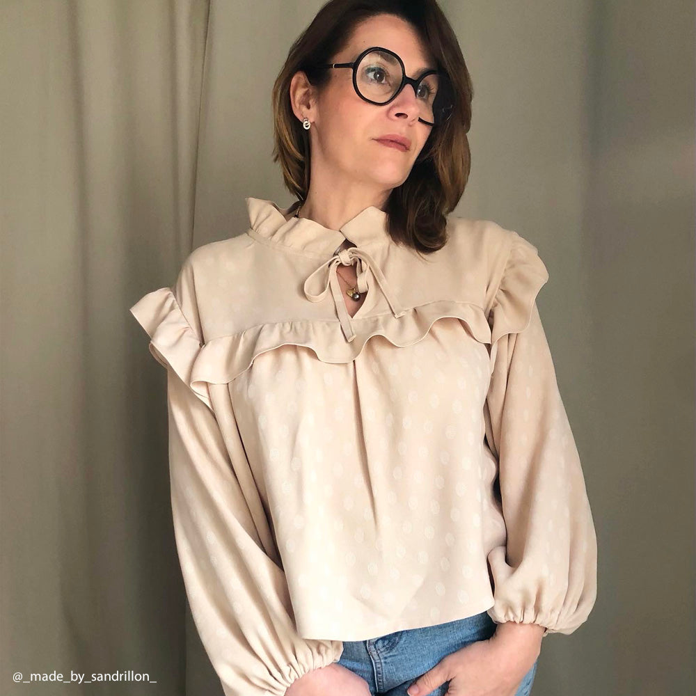 Tissu Crêpe, Viscose - Pois Nude, Orazio