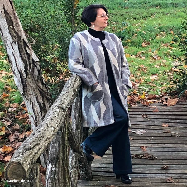 Tissu Maille Jacquard, Laine - Argent Métallisé, Brillia