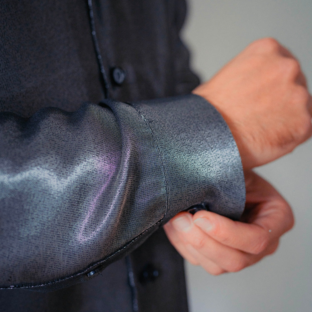 Tissu Twill Jacquard, Soie - Argent Metallisé, Chromaia