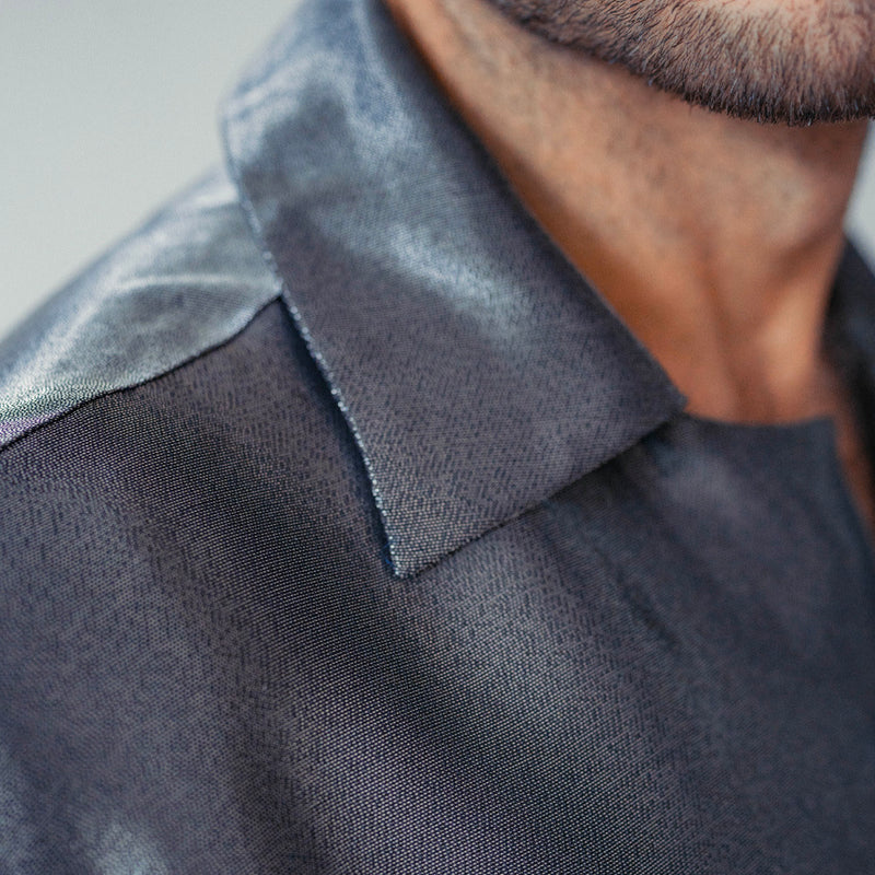 Tissu Twill Jacquard, Soie - Argent Metallisé, Chromaia