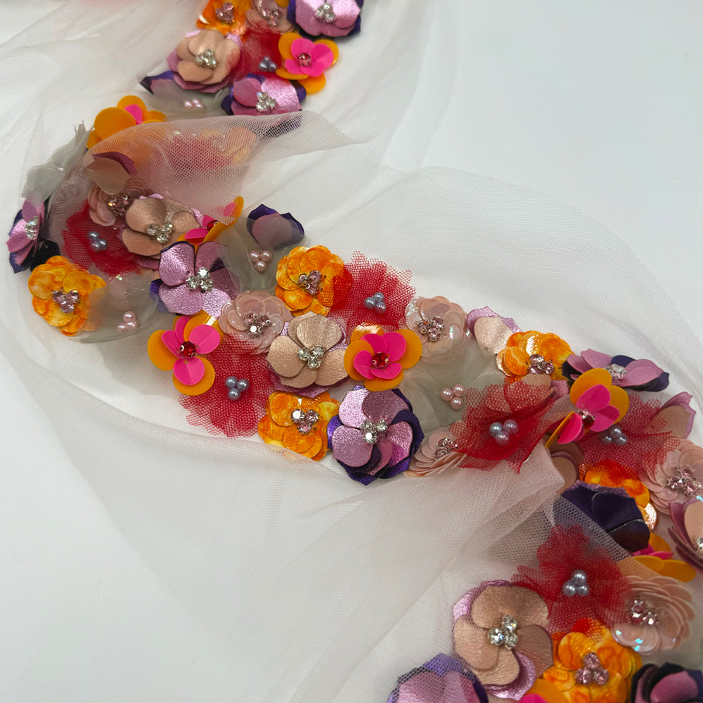 Galon Tulle Brodé - Floral