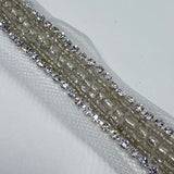 Galon Brodé Plat, Perles Strass - Argent, Maestosa