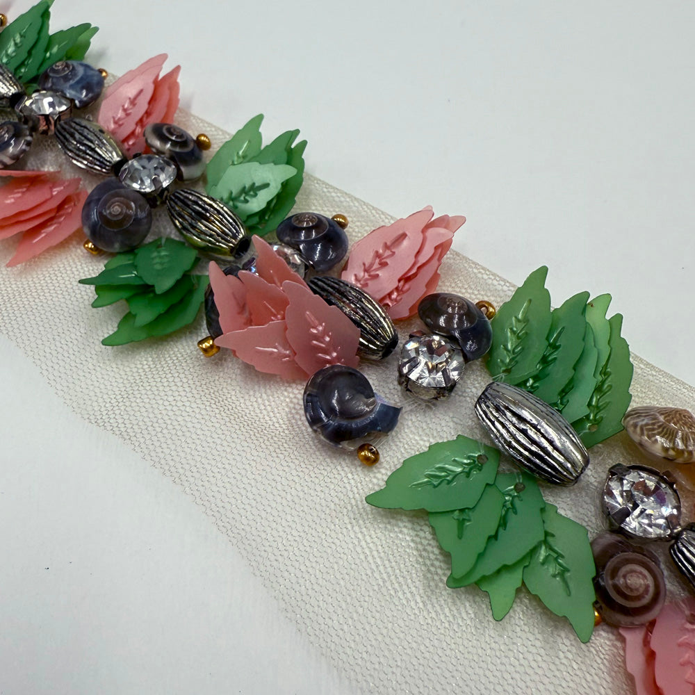 Galon Brodé, Perles Strass - Coquillages Feuilles, Scoglio