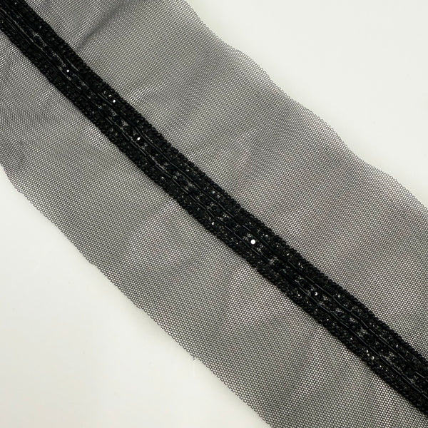 Galon Brodé, Perles Strass -  Noir, Preziosa