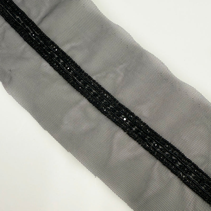 Galon Brodé, Perles Strass -  Noir, Preziosa