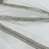 Galon Brodé, Perles Strass - Argent, Perlata