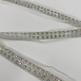 Galon Brodé, Perles Baguettes Strass - Argent, Argentia