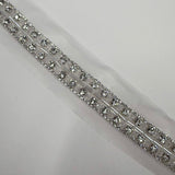 Galon Brodé, Perles Baguettes Strass - Argent, Argentia