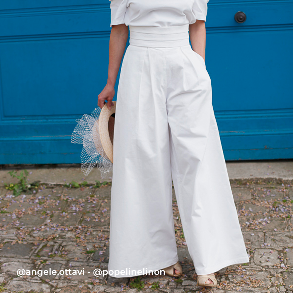 Tissu Gabardine Strech, Coton - Blanc, Bianca