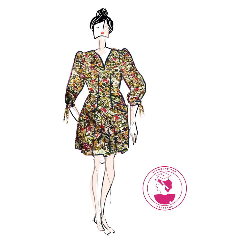 Kit Couture CAP Flou, Viscose Floral - Novembre, Robe Eleanora