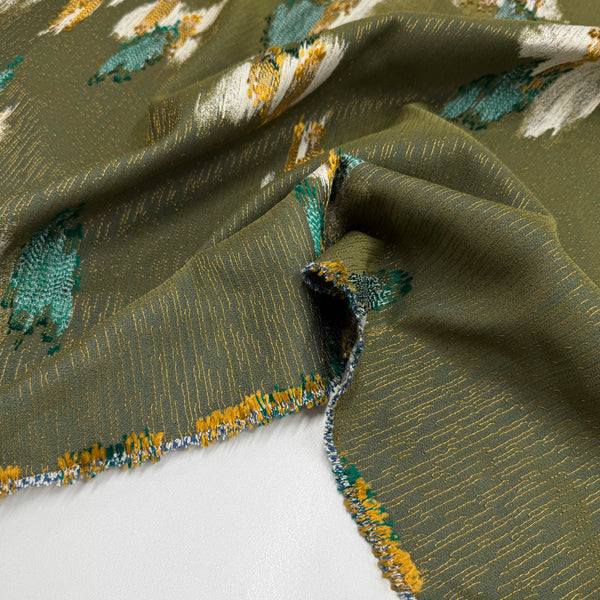 Tissu Brocart, Soie Viscose - Abstrait Vert, Belvento