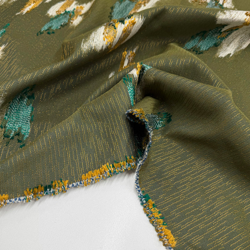 Tissu Brocart, Soie Viscose - Abstrait Vert, Belvento