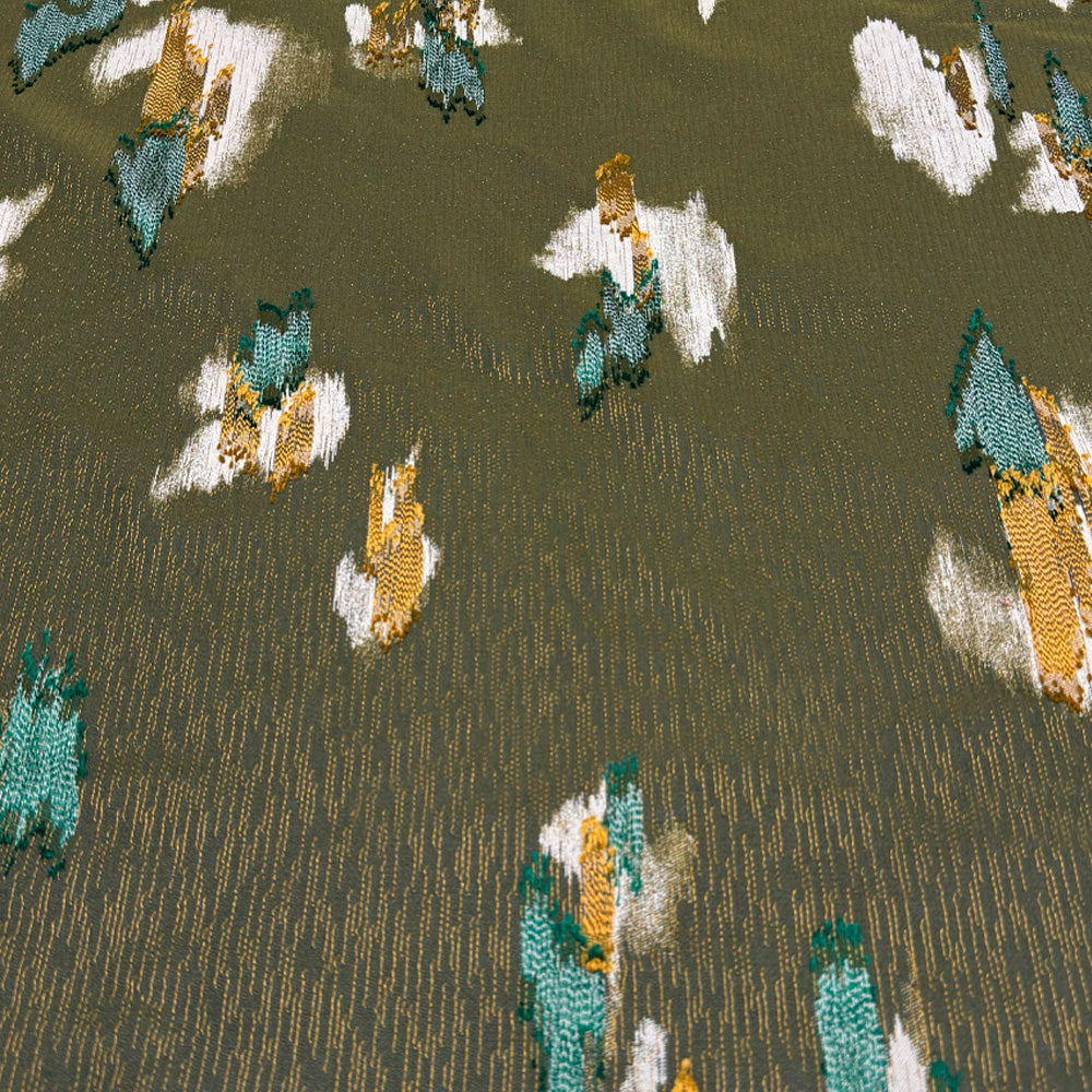 Tissu Brocart, Soie Viscose - Abstrait Vert, Belvento