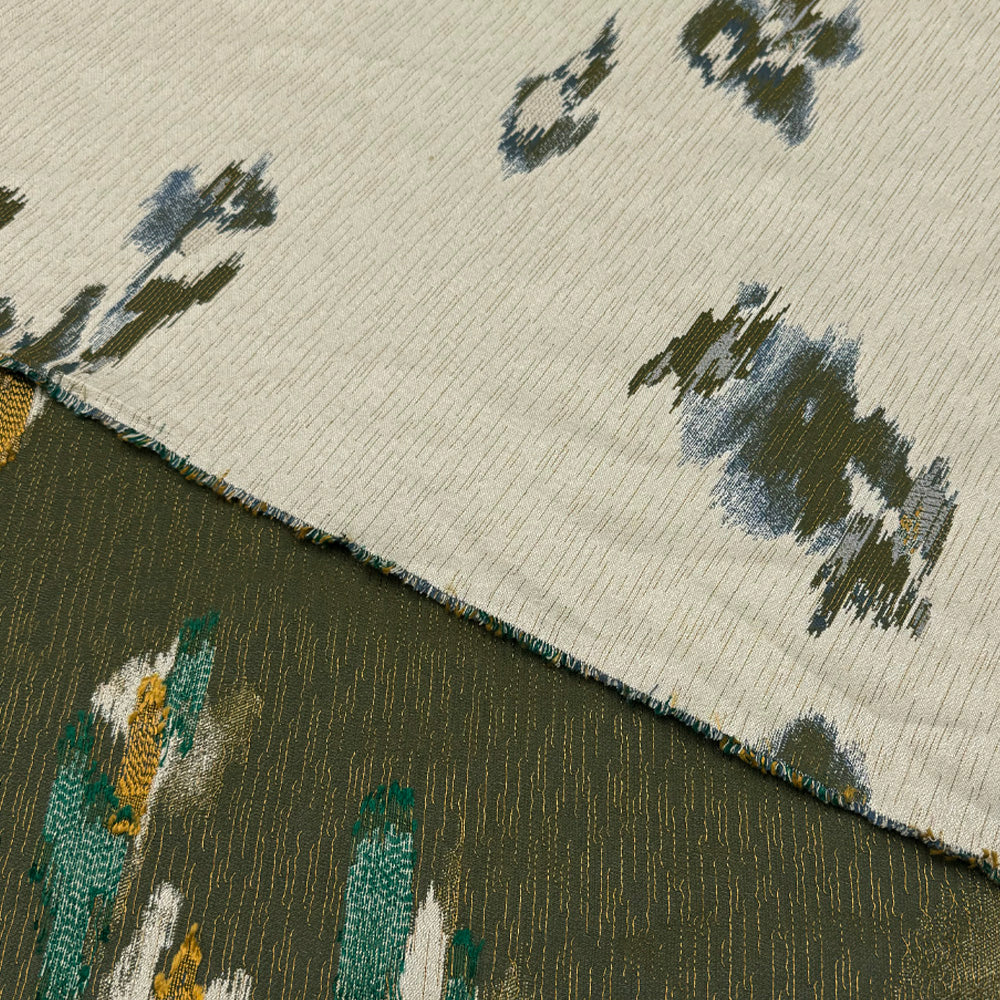 Tissu Brocart, Soie Viscose - Abstrait Vert, Belvento