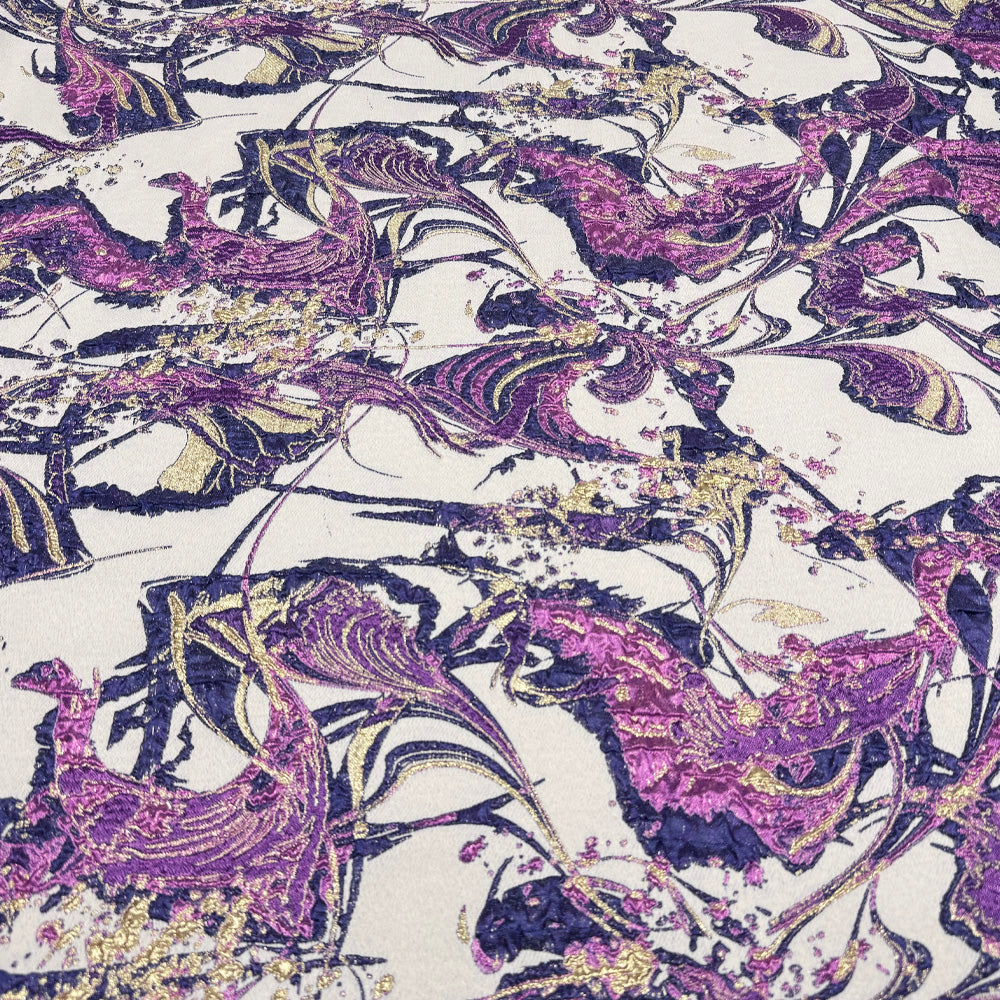 Tissu Brocart, Soie - Métallisé Abstrait Violet, Ametia