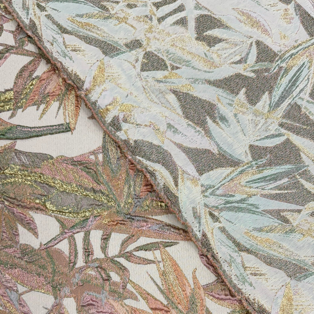 Tissu Brocart, Soie - Métallisé Floral Rose, Cantaria