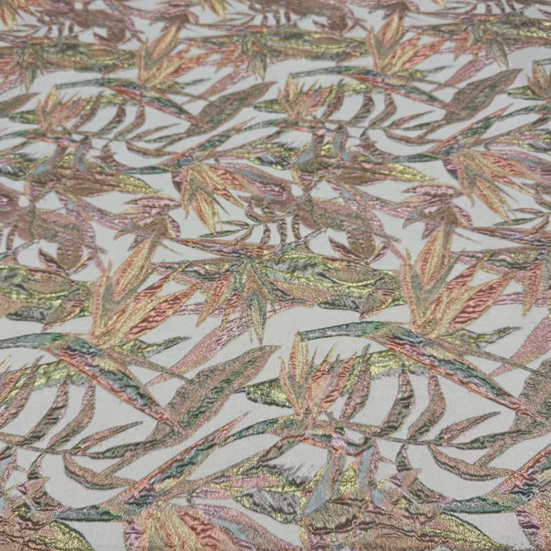 Tissu Brocart, Soie - Métallisé Floral Rose, Cantaria