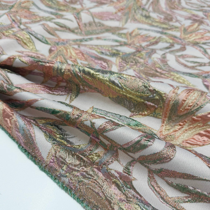 Tissu Brocart, Soie - Métallisé Floral Rose, Cantaria