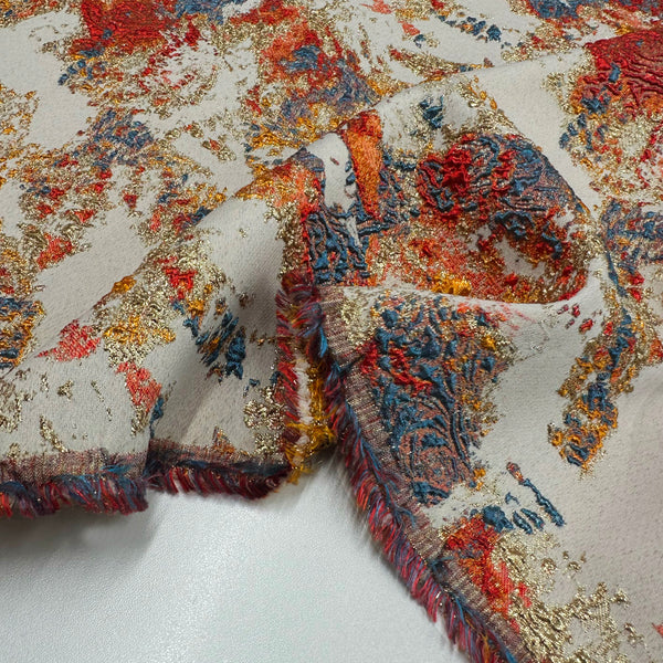 Tissu Brocart, Soie - Métallisé Abstrait Orange, Aquila