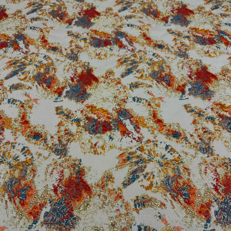 Tissu Brocart, Soie - Métallisé Abstrait Orange, Aquila