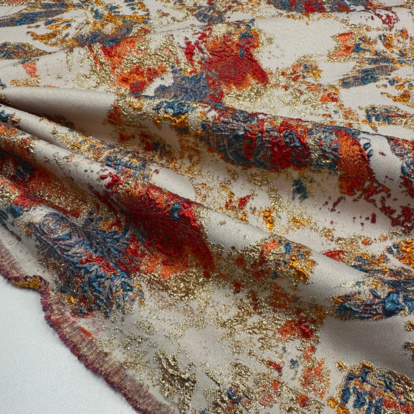 Tissu Brocart, Soie - Métallisé Abstrait Orange, Aquila