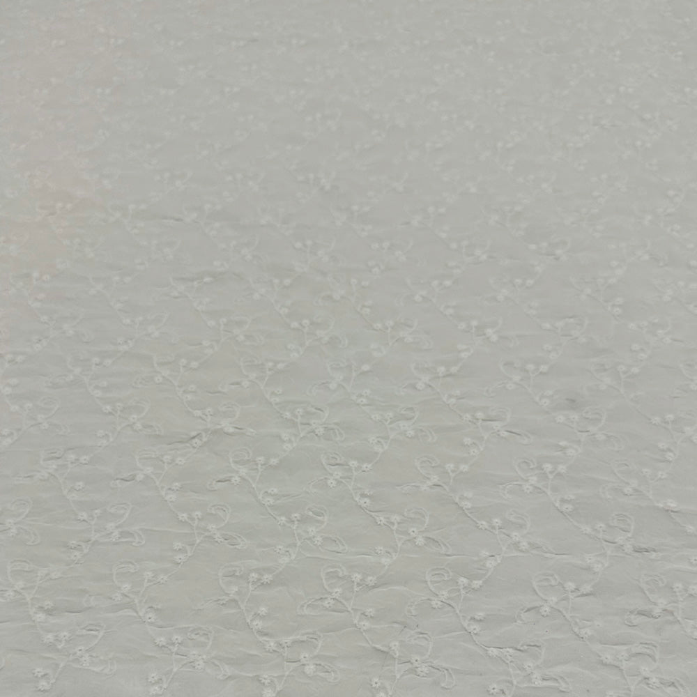 Tissu Georgette Brodé - Blanc Floral, Sognaria