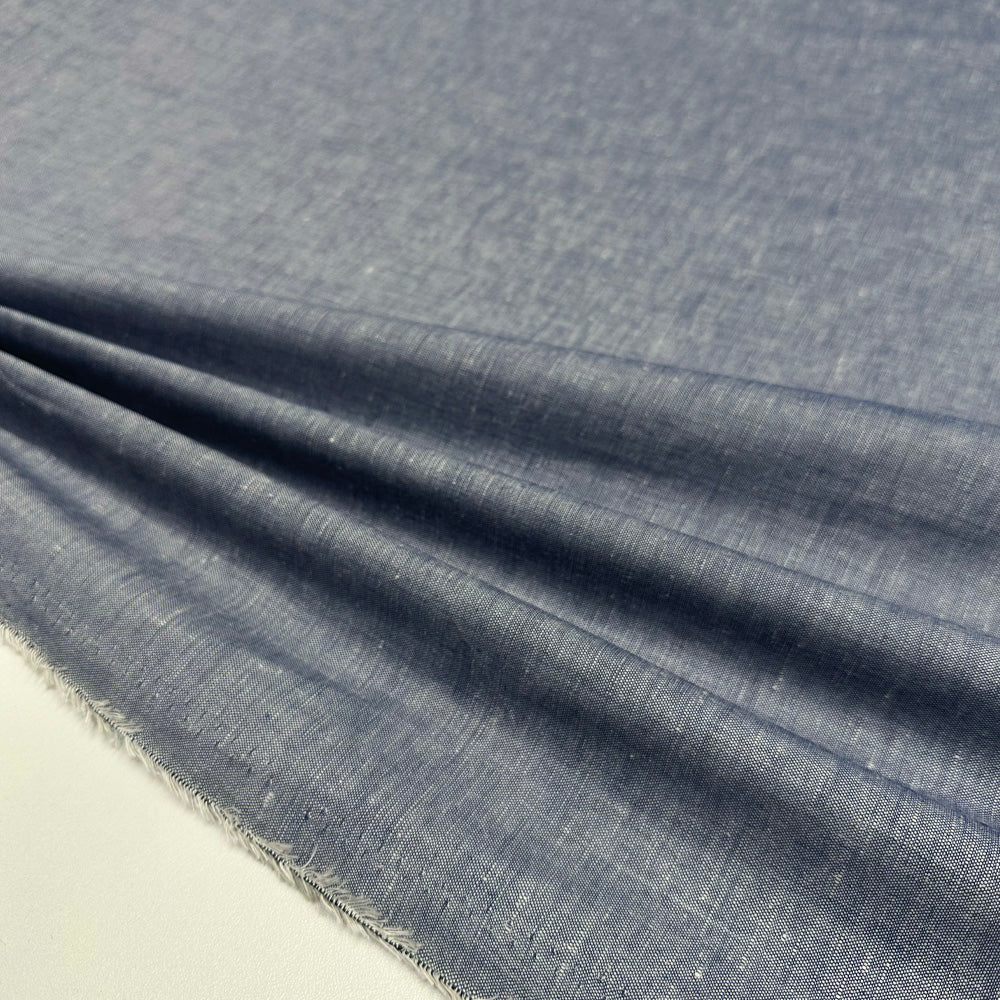 Tissu Denim Chambray Léger, Coton - Bleu, Rohane
