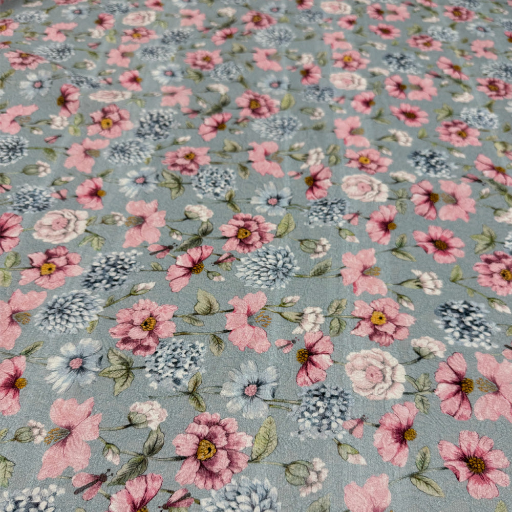 Tissu Jacquard Gaufré, Coton - Floral, Ortensia