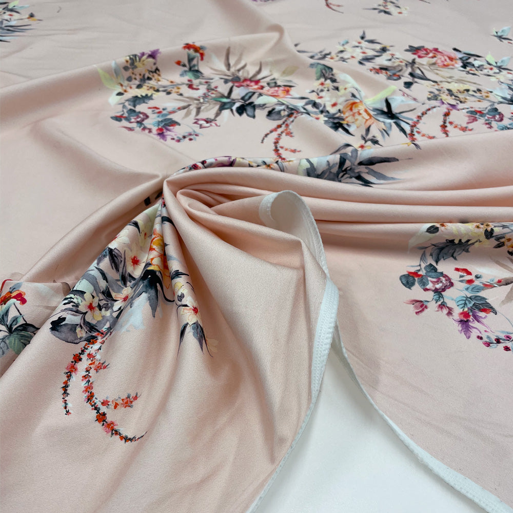 Panneau Satin Stretch, Coton - Floral, Mia