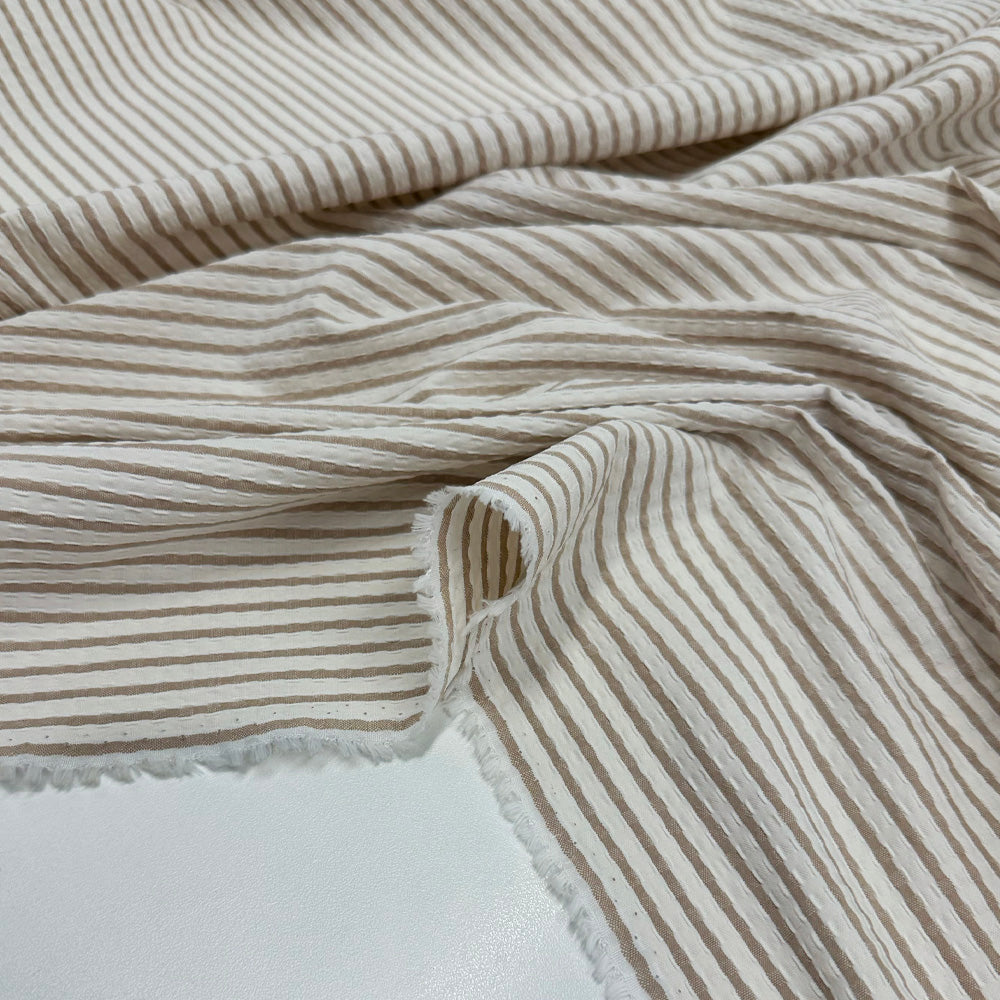 Tissu Gaufré Stretch, Coton - Rayé, Osimo