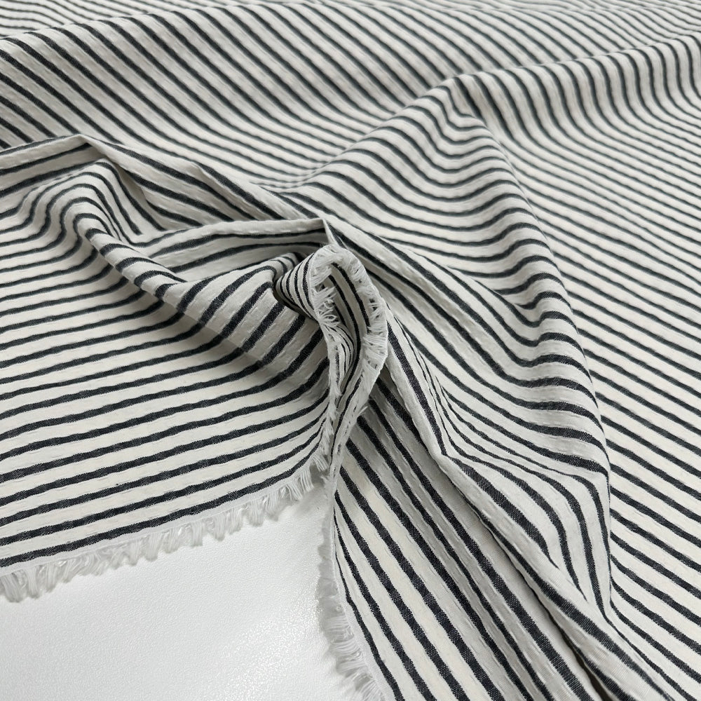 Tissu Gaufré Stretch, Coton - Rayé, Osimo