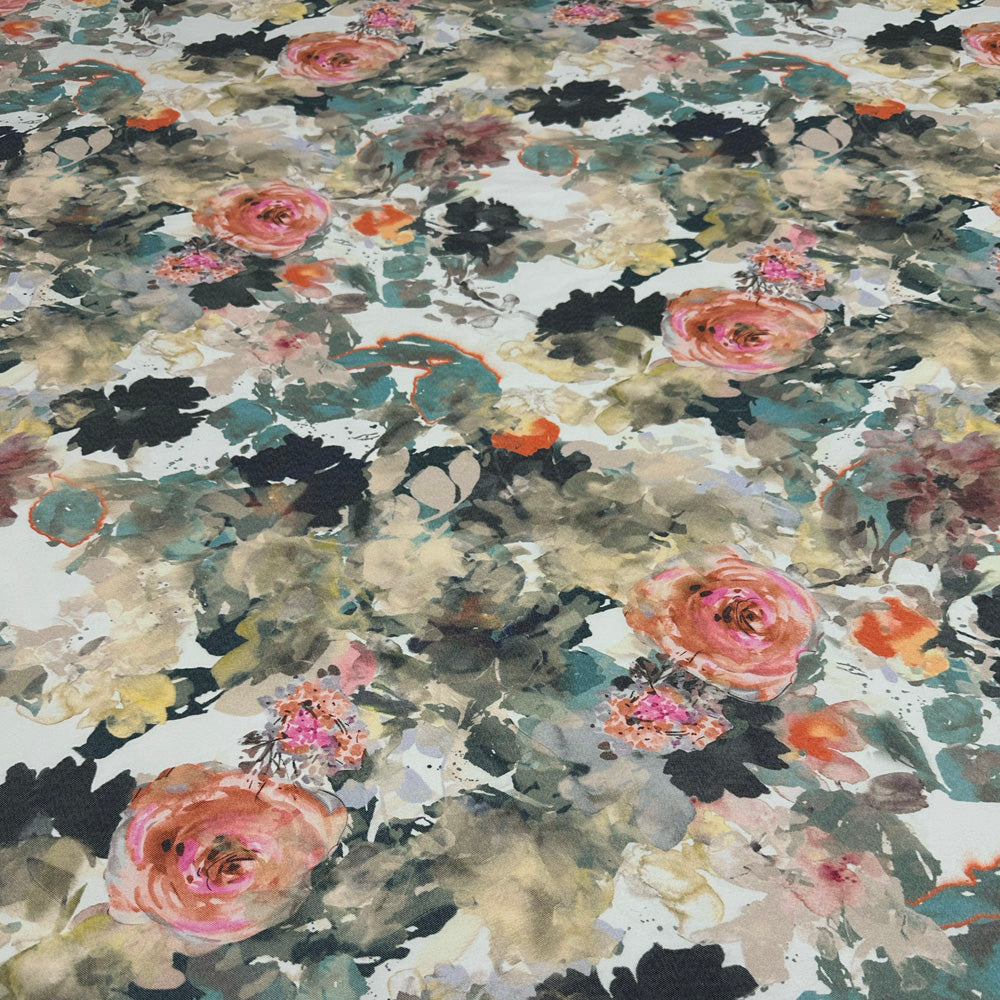 Tissu Denim Léger Stretch, Coton - Floral, Vistelia