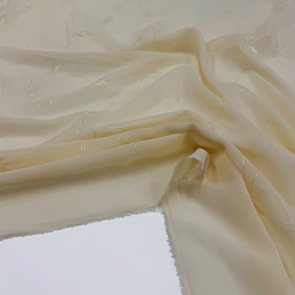 Tissu Crêpe Georgette Brodé - Orlana