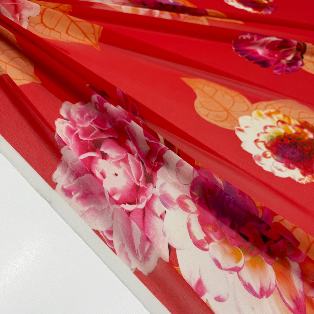 Tissu Crêpe Georgette, Polyester - Floral, Peonia
