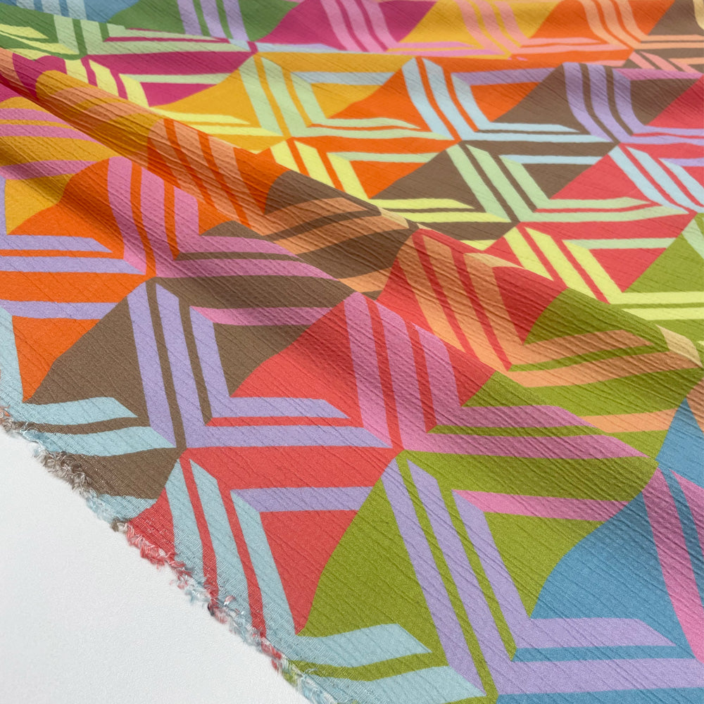 Tissu Crêpe, Rayonne Viscose - Géométrique, Prisma
